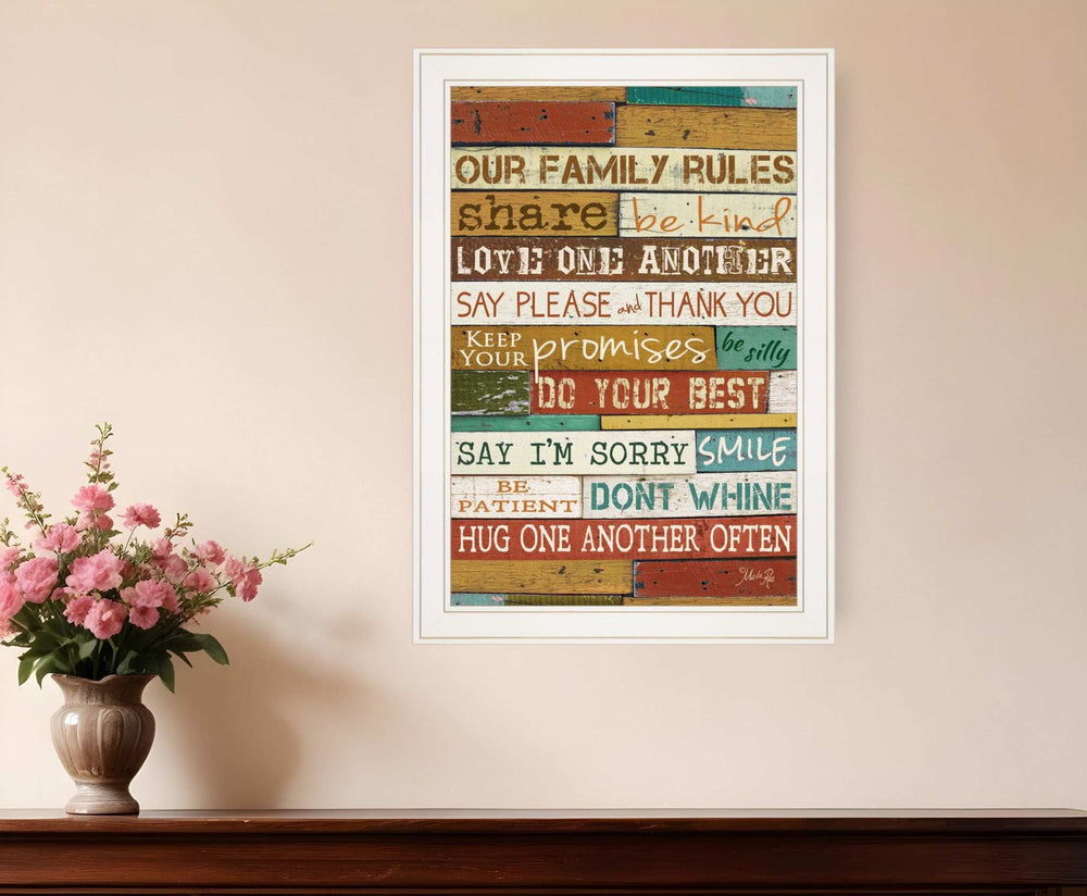 Our Family Rules 6 White Framed Print Wall Art - Homeroots - Flyclothing LLC