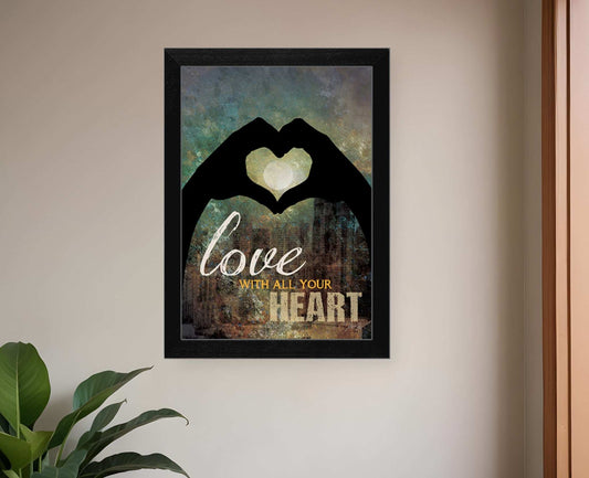 Love with all Your Heart 1 Black Framed Print Wall Art - Homeroots - Flyclothing LLC