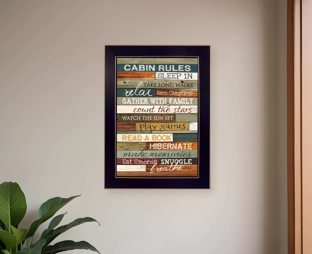 Cabin Rules 1 Black Framed Print Wall Art - Homeroots - Flyclothing LLC