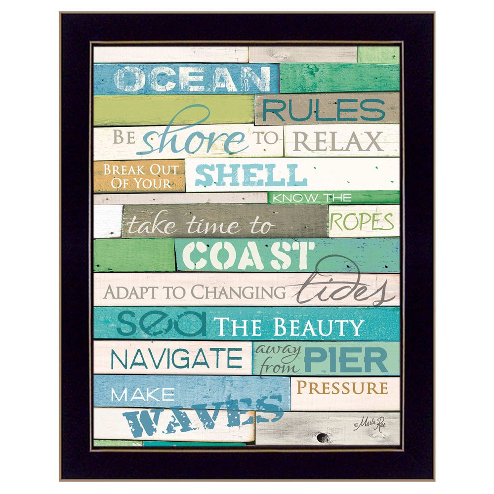 Ocean Rules 1 Black Framed Print Wall Art - Homeroots - Flyclothing LLC