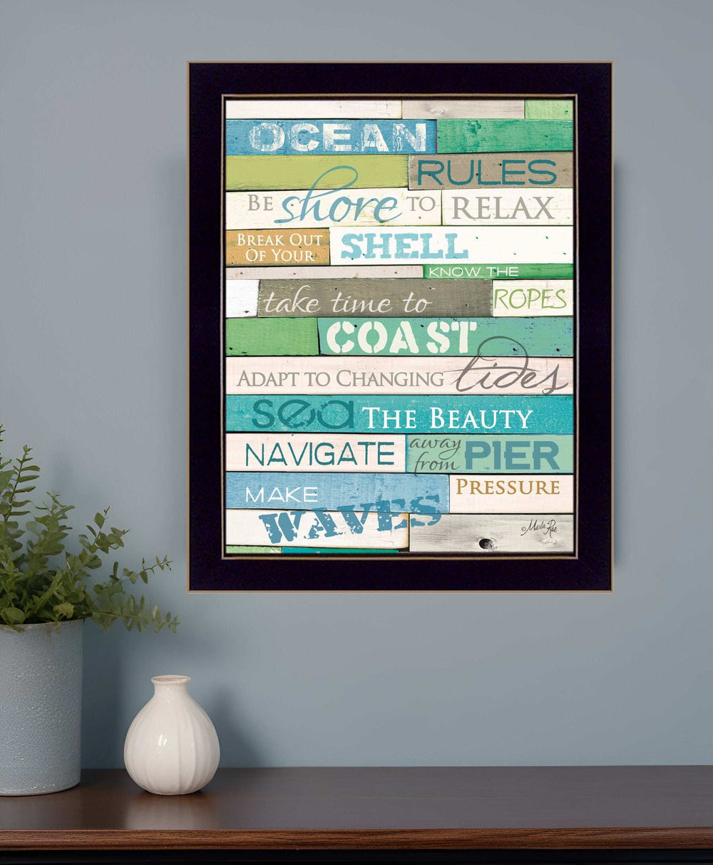 Ocean Rules 1 Black Framed Print Wall Art - Homeroots - Flyclothing LLC