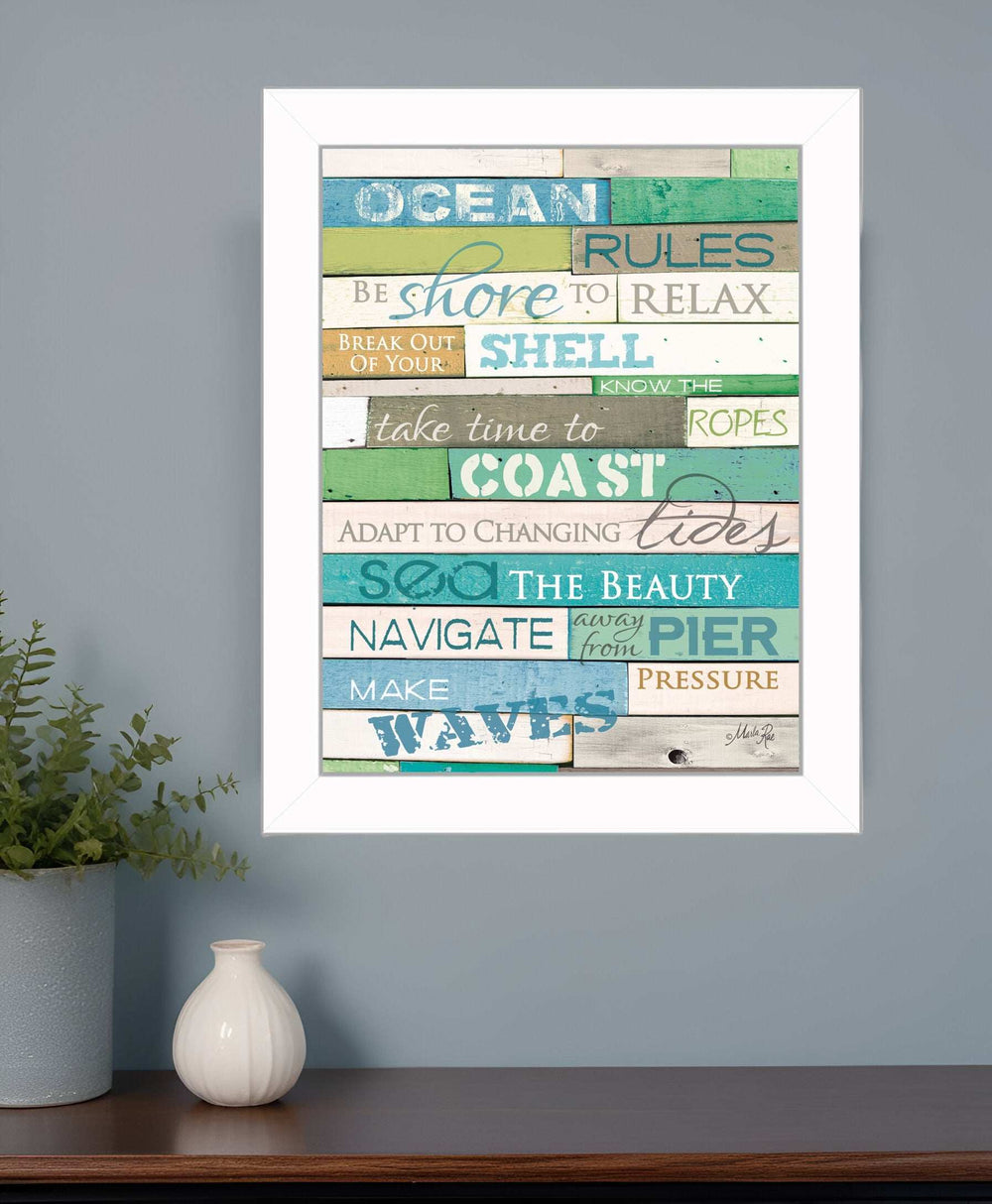 Ocean Rules 2 White Framed Print Wall Art - Homeroots - Flyclothing LLC