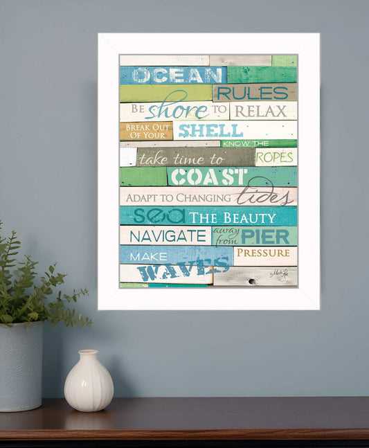 Ocean Rules 2 White Framed Print Wall Art - Homeroots - Flyclothing LLC