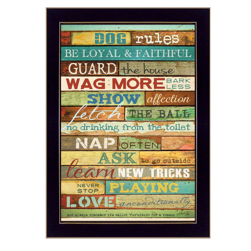 Dog Rules 1 Black Framed Print Wall Art - Homeroots - Flyclothing LLC