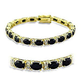 415503 - Gold Brass Bracelet with AAA Grade CZ in Jet - Alamode - Flyclothing LLC