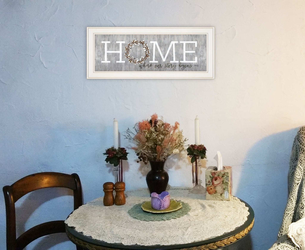 Home Where Our Story Begins White Framed Print Wall Art - Homeroots - Flyclothing LLC