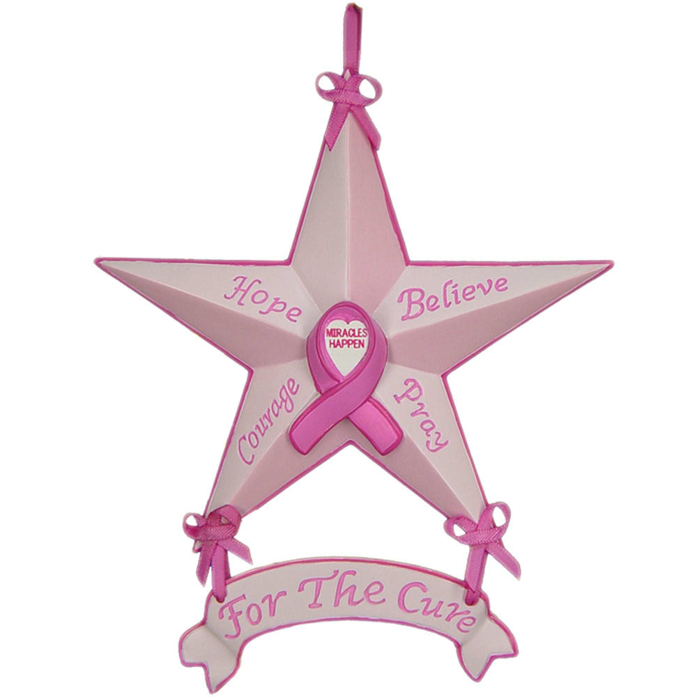Set of Six Star Shaped Breast Cancer Awareness Christmas Ornaments - Homeroots - Flyclothing LLC