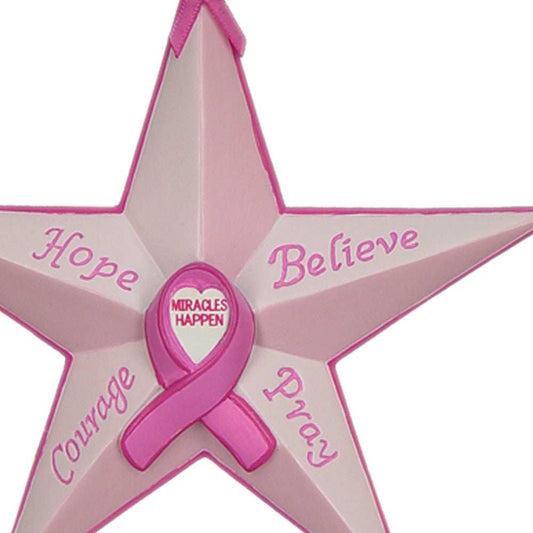 Set of Six Star Shaped Breast Cancer Awareness Christmas Ornaments - Homeroots - Flyclothing LLC