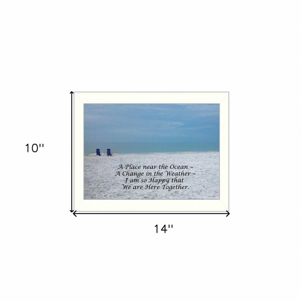 A Place near the Ocean White Framed Print Wall Art - Homeroots - Flyclothing LLC