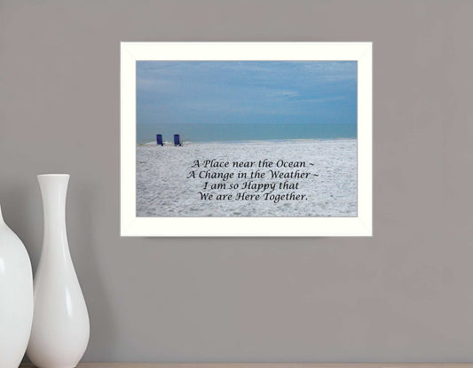A Place near the Ocean White Framed Print Wall Art - Homeroots - Flyclothing LLC