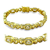 415601 - Gold Brass Bracelet with AAA Grade CZ in Clear - Alamode - Flyclothing LLC