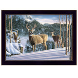 Morning View Deer 1 Black Framed Print Wall Art - Homeroots - Flyclothing LLC