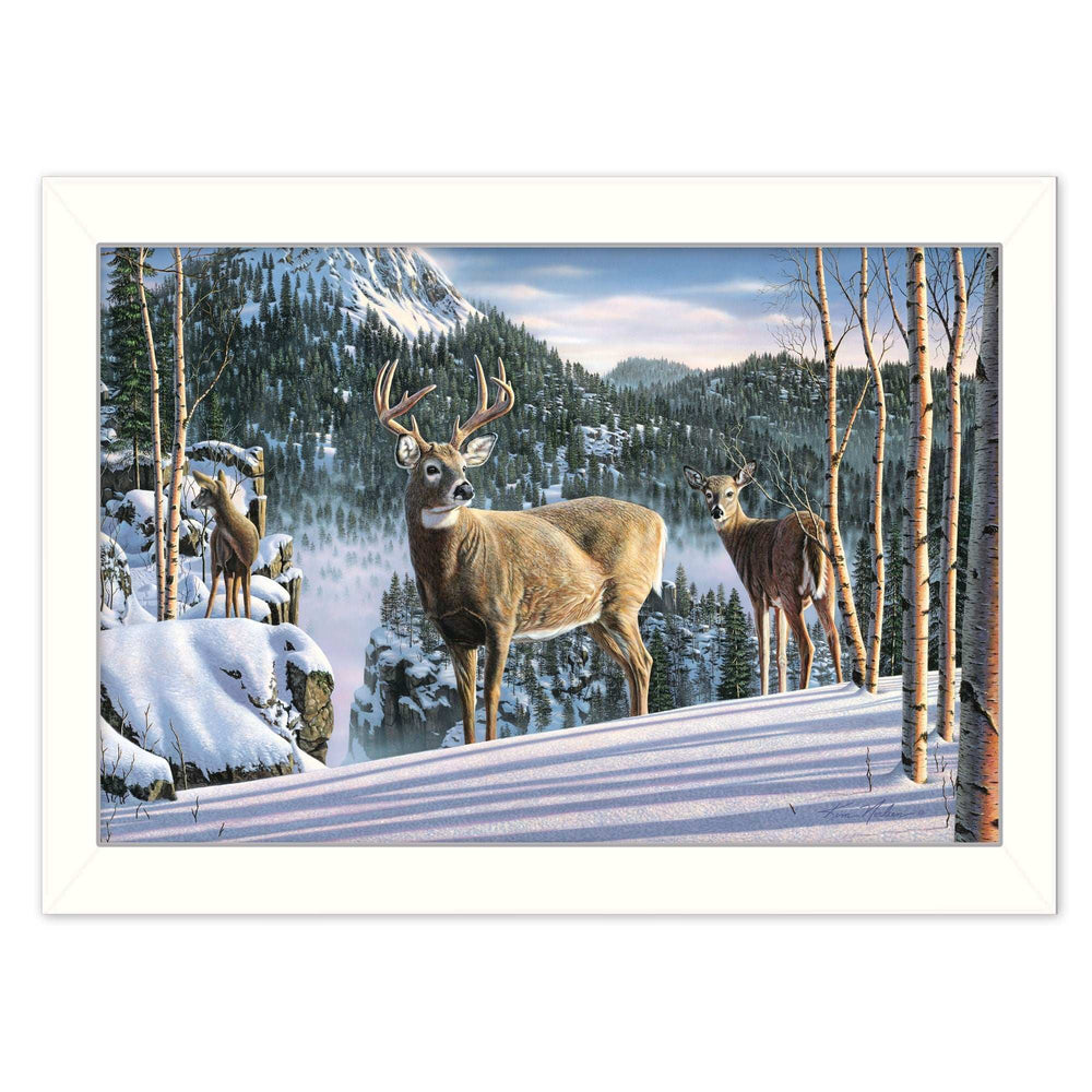 Morning View Deer 2 White Framed Print Wall Art - Homeroots - Flyclothing LLC
