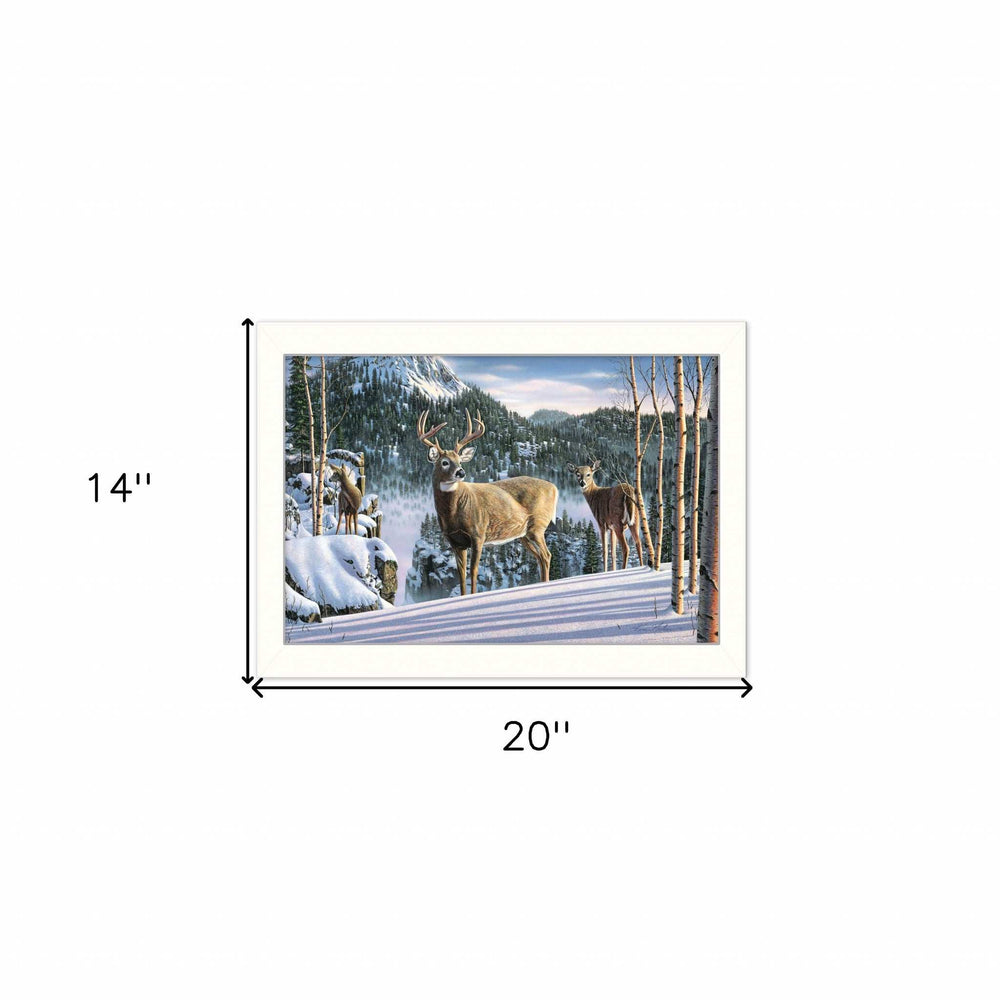 Morning View Deer 2 White Framed Print Wall Art - Homeroots - Flyclothing LLC