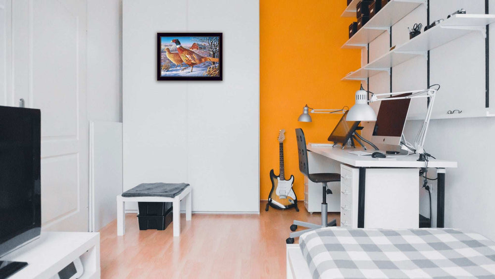 Frosty Morning Ringnecks 1 Black Framed Print Wall Art - Homeroots - Flyclothing LLC