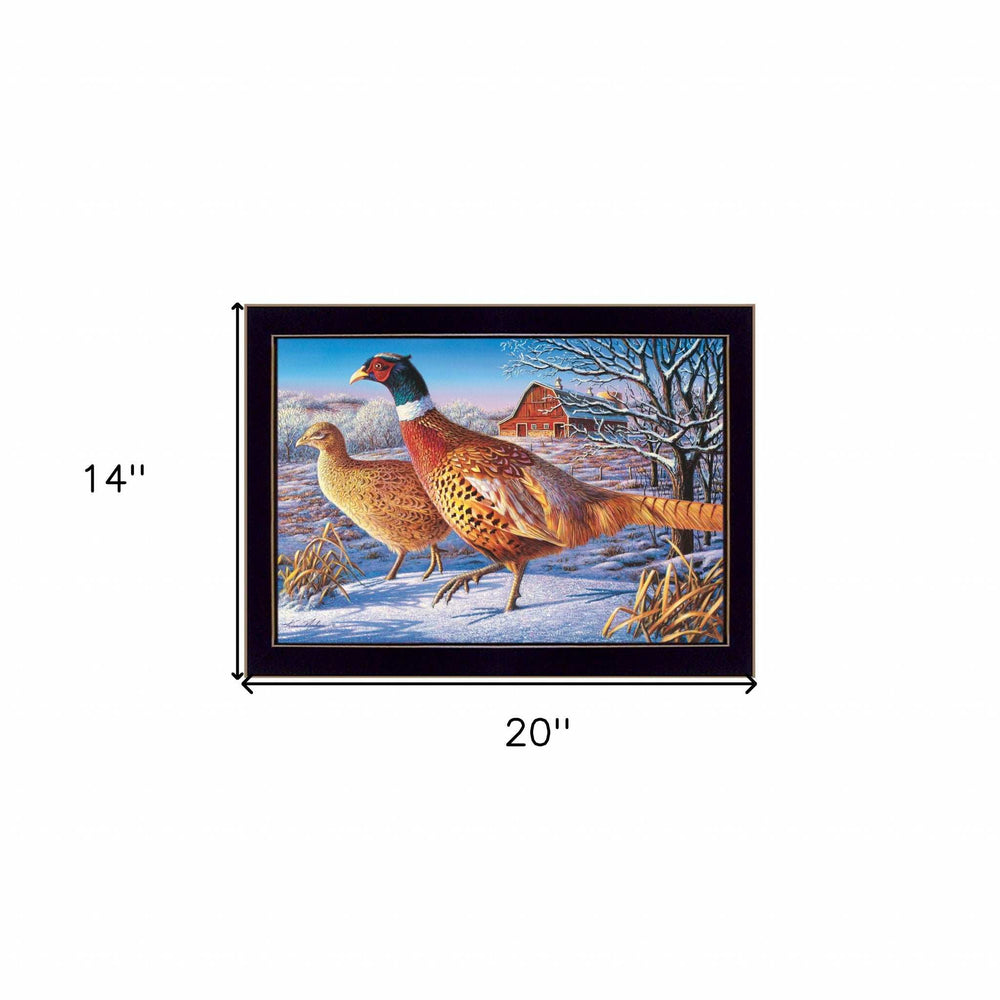 Frosty Morning Ringnecks 1 Black Framed Print Wall Art - Homeroots - Flyclothing LLC