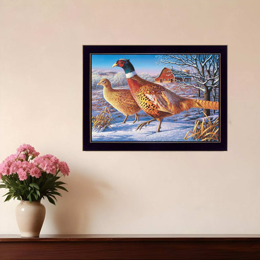 Frosty Morning Ringnecks 1 Black Framed Print Wall Art - Homeroots - Flyclothing LLC