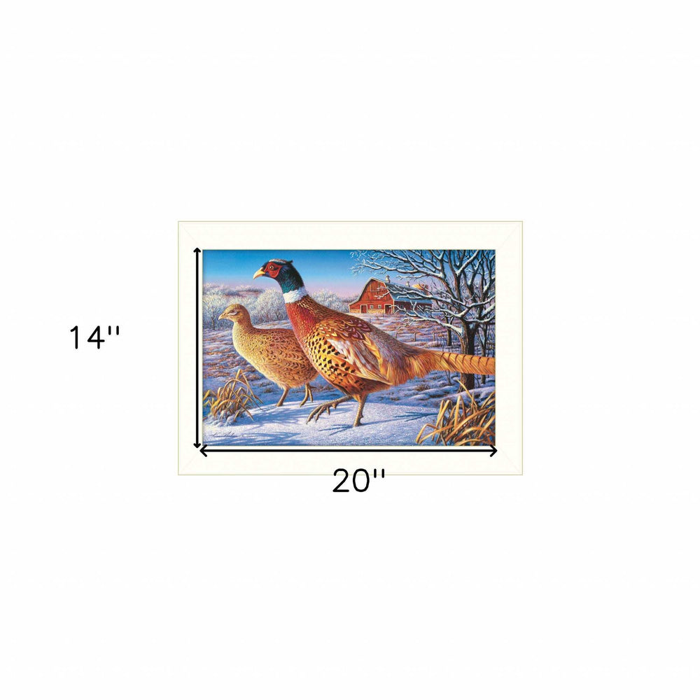 Frosty Morning Ringnecks 2 White Framed Print Wall Art - Homeroots - Flyclothing LLC