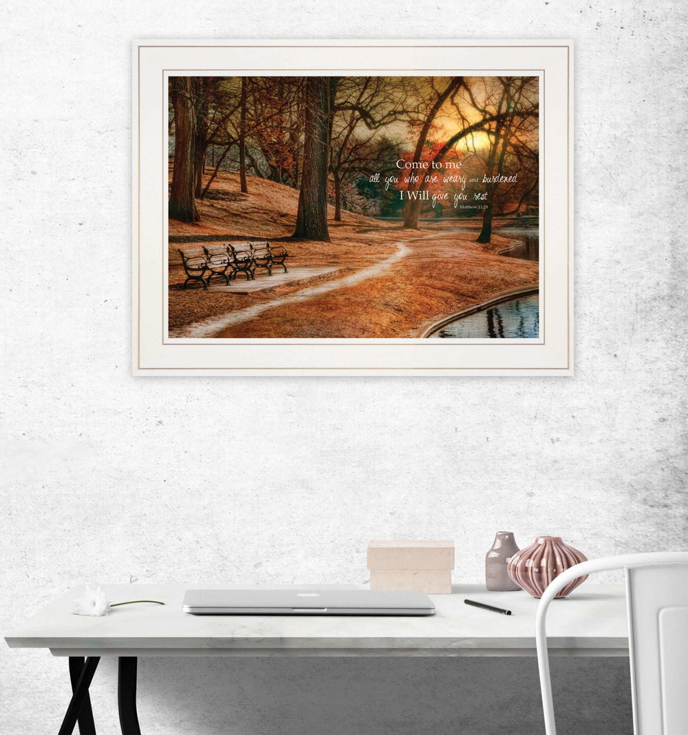 I Will Give You Rest 1 White Framed Print Wall Art - Homeroots - Flyclothing LLC