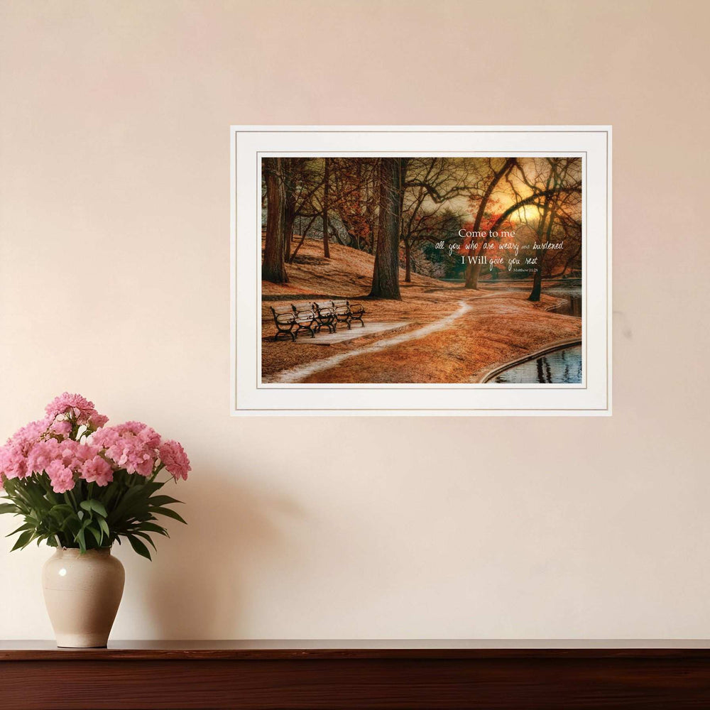 I Will Give You Rest 1 White Framed Print Wall Art - Homeroots - Flyclothing LLC