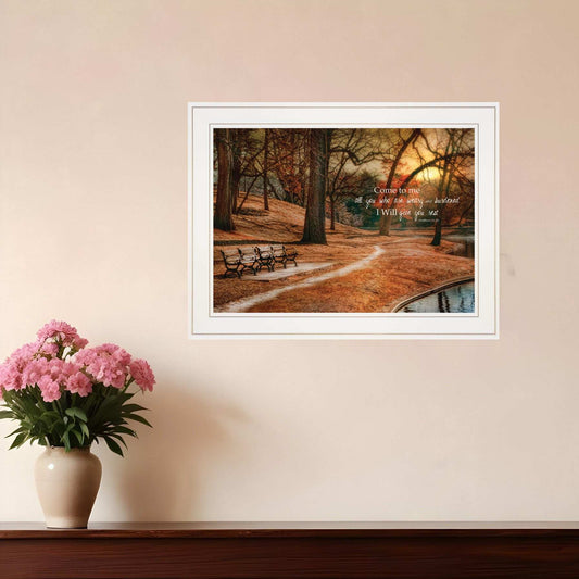 I Will Give You Rest 1 White Framed Print Wall Art - Homeroots - Flyclothing LLC