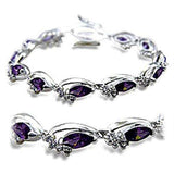 415701 - Rhodium Brass Bracelet with AAA Grade CZ in Amethyst - Alamode - Flyclothing LLC