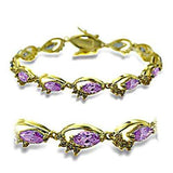 415702 - Gold Brass Bracelet with AAA Grade CZ in Light Amethyst - Alamode - Flyclothing LLC