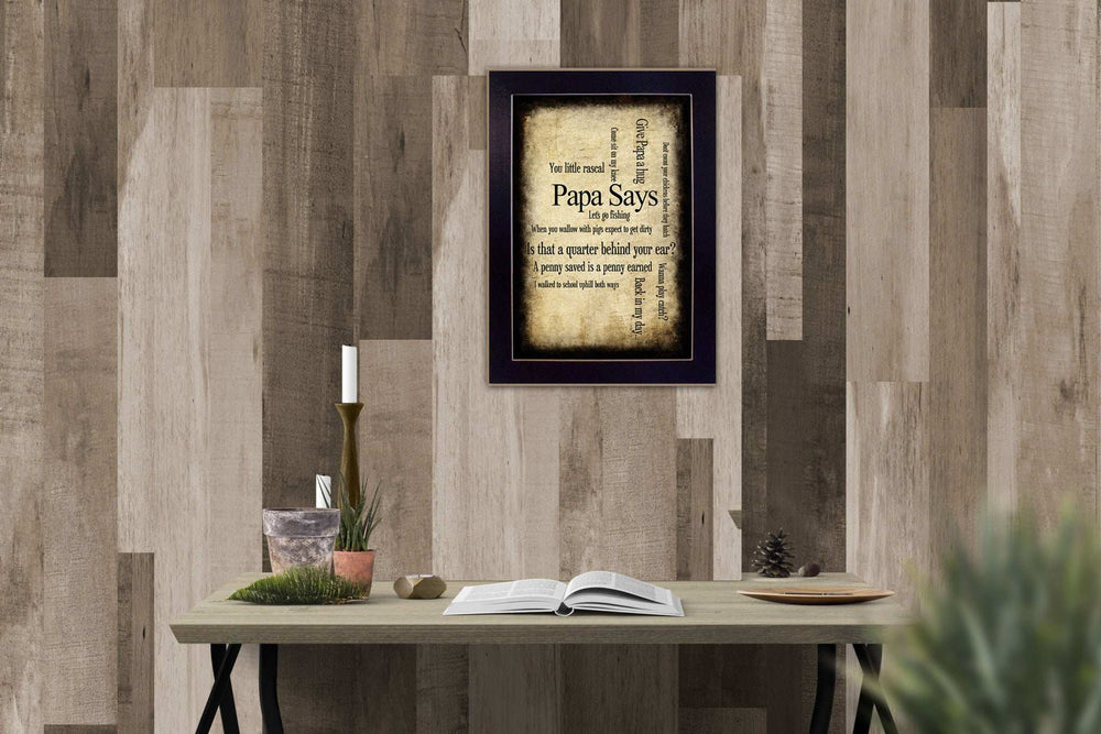 Papa Says Black Framed Print Wall Art - Homeroots - Flyclothing LLC