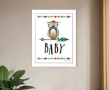 Owl Baby 2 White Framed Print Wall Art - Homeroots - Flyclothing LLC