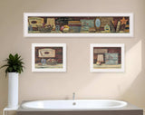 Set Of Three COUNTRY BATH White Framed Print Bathroom Wall Art - Homeroots - Flyclothing LLC