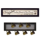Set Of Two Heart Of The Home Black Framed Kitchen Wall Art With Seven Peg Mug Rack - Homeroots - Flyclothing LLC