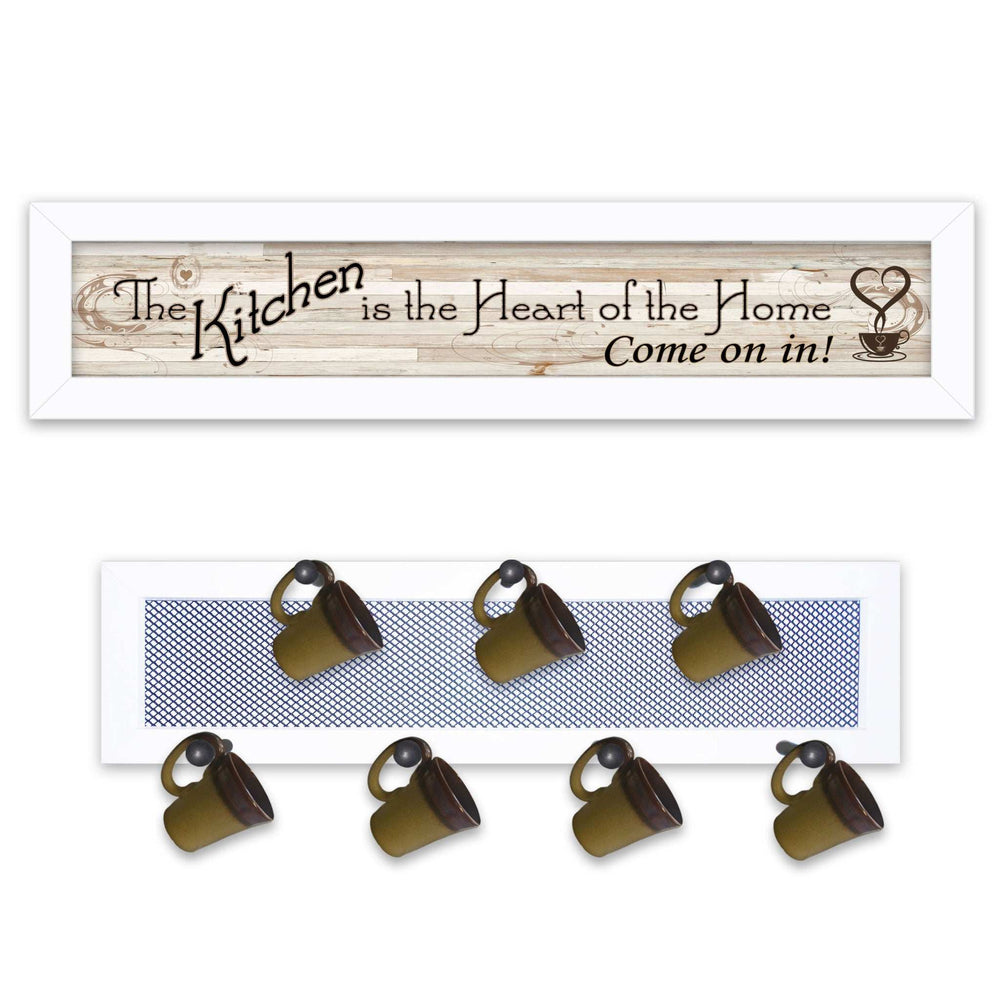 Set Of Two The Kitchen with Seven Peg Mug Rack White Framed Print Kitchen Wall Art - Homeroots - Flyclothing LLC