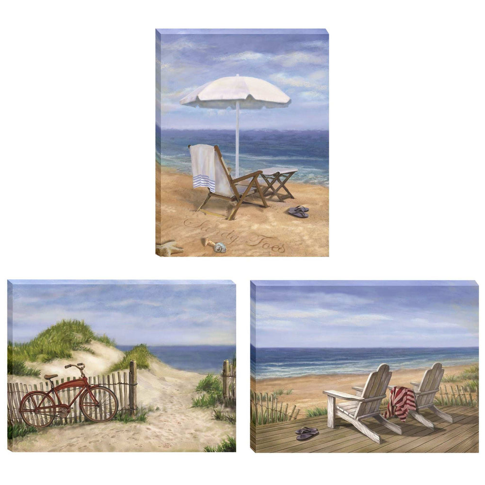 Set Of Three Sand Beach Designs Wrapped Canvas Print Wall Art - Homeroots - Flyclothing LLC