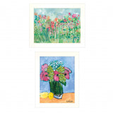 Set Of Two Flower field or Bouquet White Framed Print Wall Art - Homeroots - Flyclothing LLC