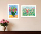 Set Of Two Flower field or Bouquet White Framed Print Wall Art - Homeroots - Flyclothing LLC