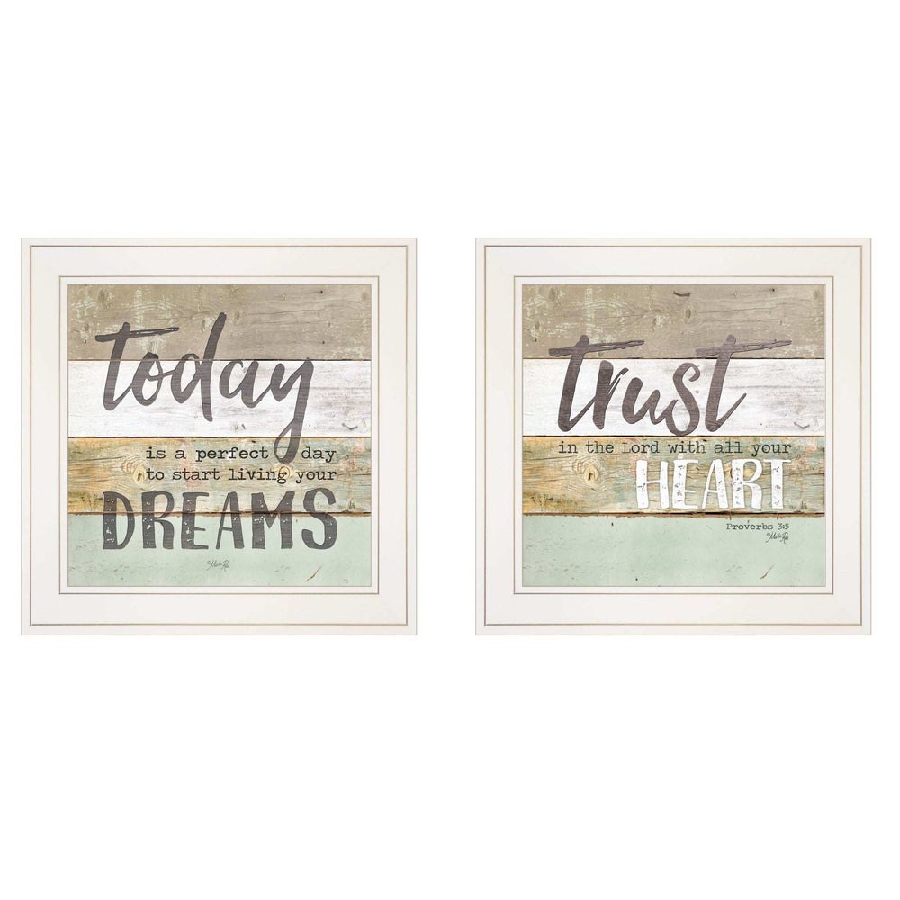 Set Of Two Trusting in the Lord White Framed Print Wall Art - Homeroots - Flyclothing LLC