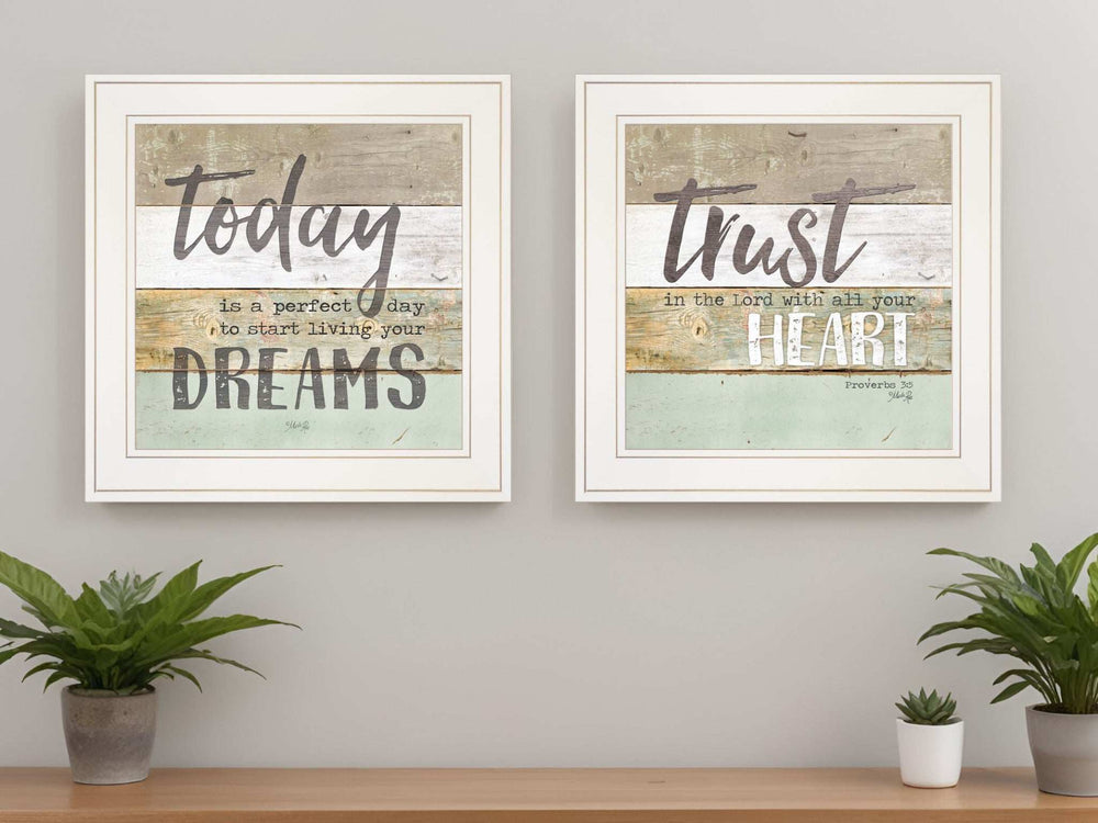 Set Of Two Trusting in the Lord White Framed Print Wall Art - Homeroots - Flyclothing LLC