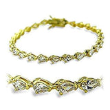 415804 - Gold Brass Bracelet with AAA Grade CZ in Clear - Alamode - Flyclothing LLC