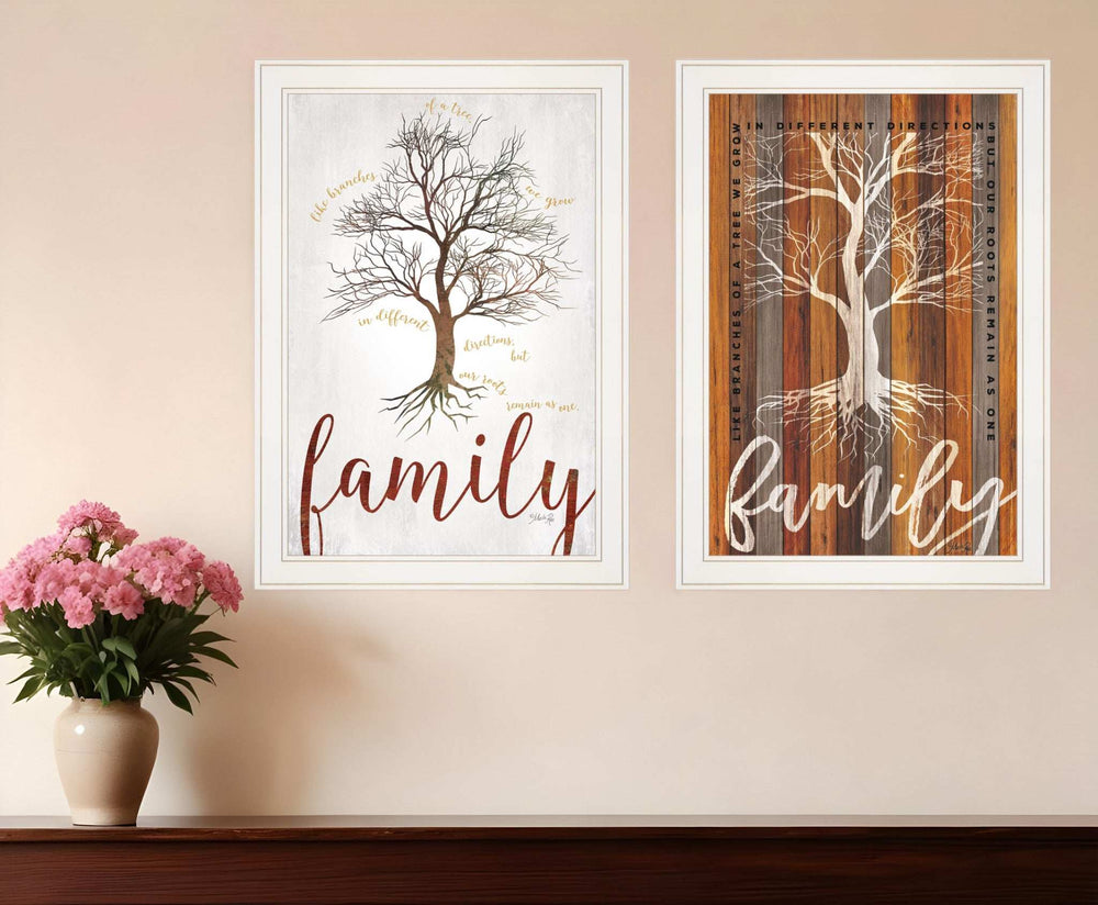 Set Of Two Family Tree or Roots White Framed Print Wall Art - Homeroots - Flyclothing LLC