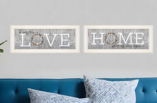 Set Of Two Where Our Story Begins 1 White Framed Print Wall Art - Homeroots - Flyclothing LLC