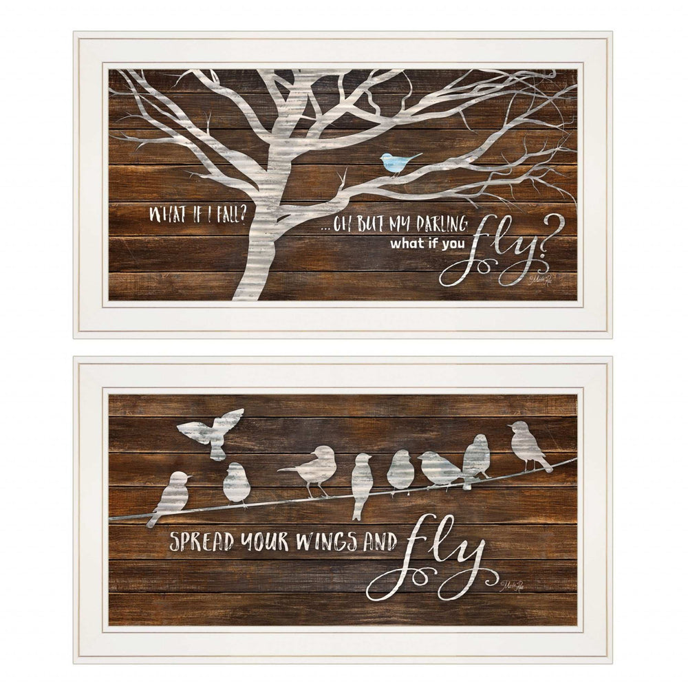 Set Of Two Spread Your Wings 1 White Framed Print Wall Art - Homeroots - Flyclothing LLC