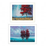 Set Of Two Red Trees 1 White Framed Print Wall Art - Homeroots - Flyclothing LLC