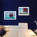 Set Of Two Red Trees 1 White Framed Print Wall Art - Homeroots - Flyclothing LLC