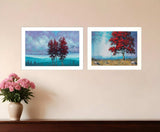 Set Of Two Red Trees 1 White Framed Print Wall Art - Homeroots - Flyclothing LLC