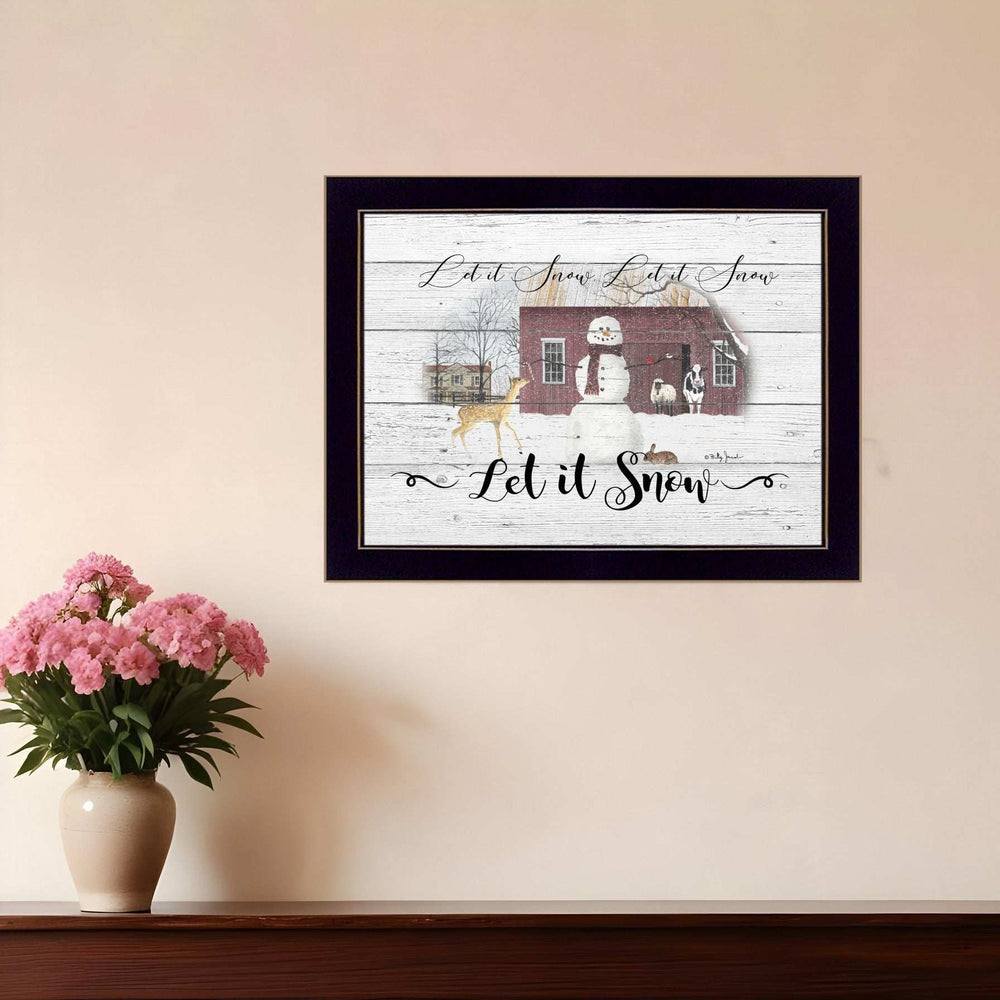 Let It Snow 1 Black Framed Print Wall Art - Homeroots - Flyclothing LLC