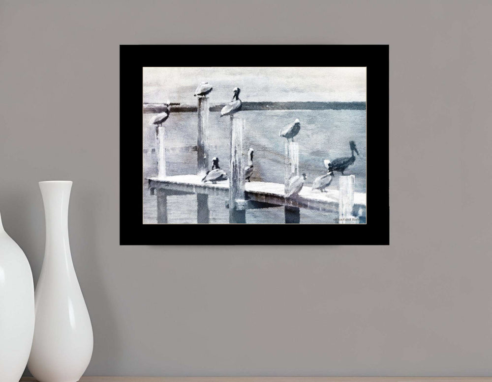 Birds on a Pier 1 Black Framed Print Kitchen Wall Art - Homeroots - Flyclothing LLC