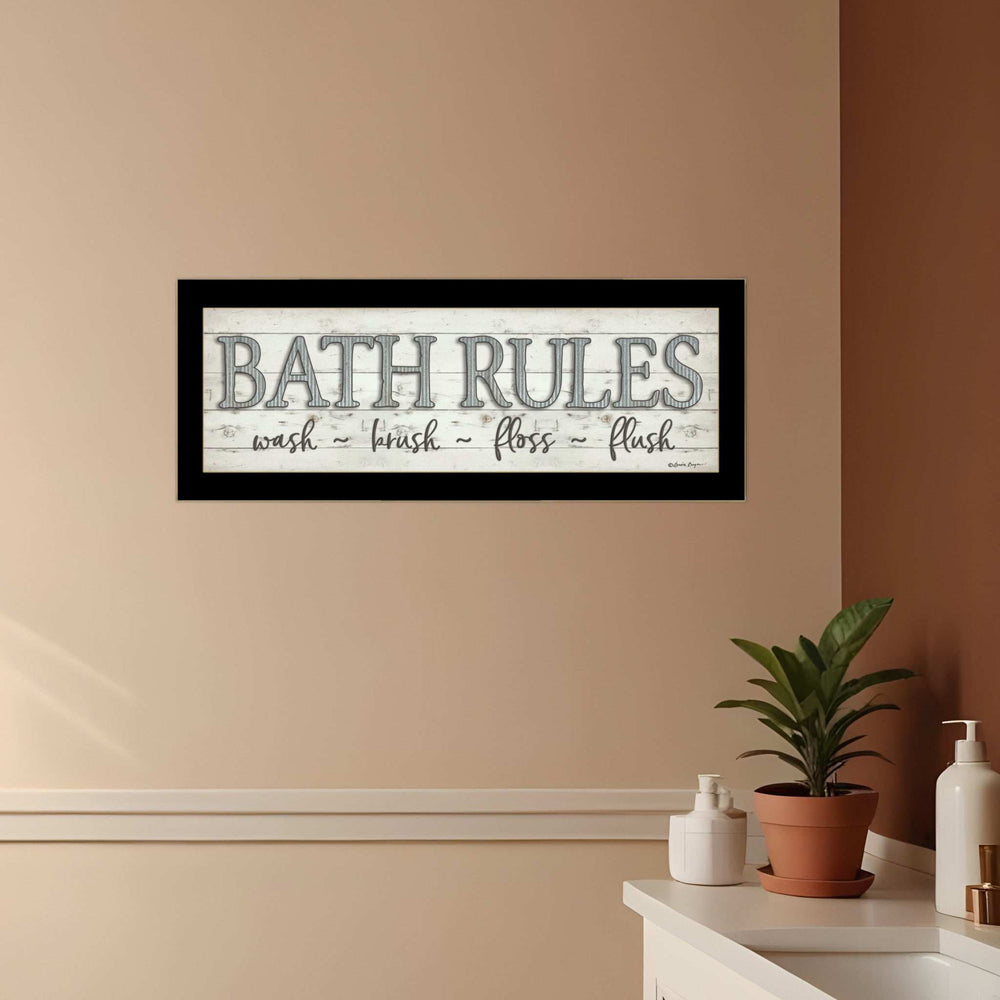 Bath Rules 3 Black Framed Print Bathroom Wall Art - Homeroots - Flyclothing LLC