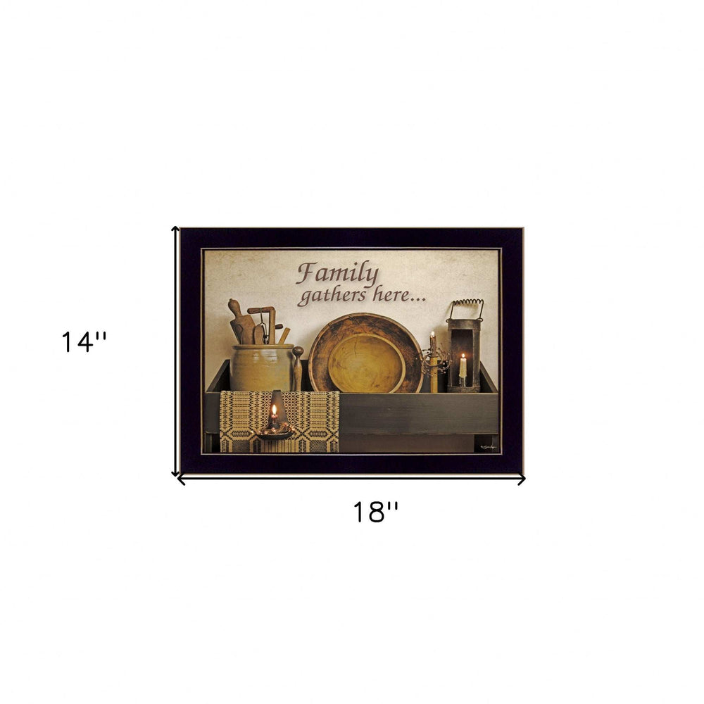 Family Gather Here 1 Black Framed Print Kitchen Wall Art - Homeroots - Flyclothing LLC