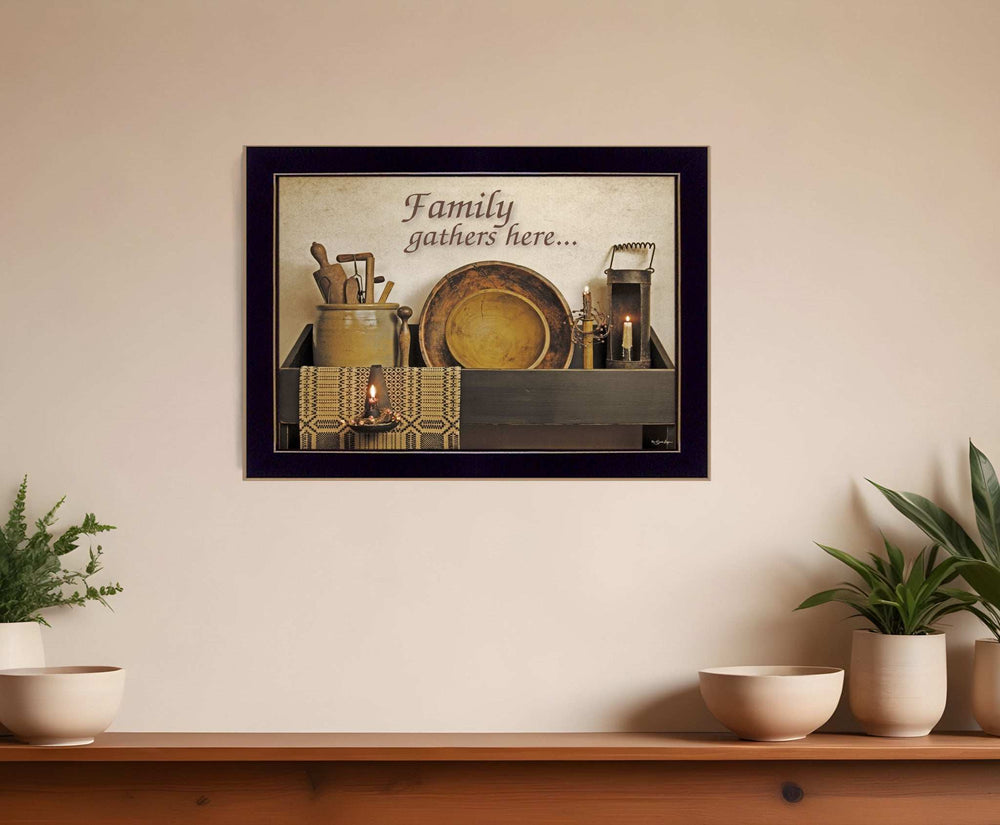 Family Gather Here 1 Black Framed Print Kitchen Wall Art - Homeroots - Flyclothing LLC