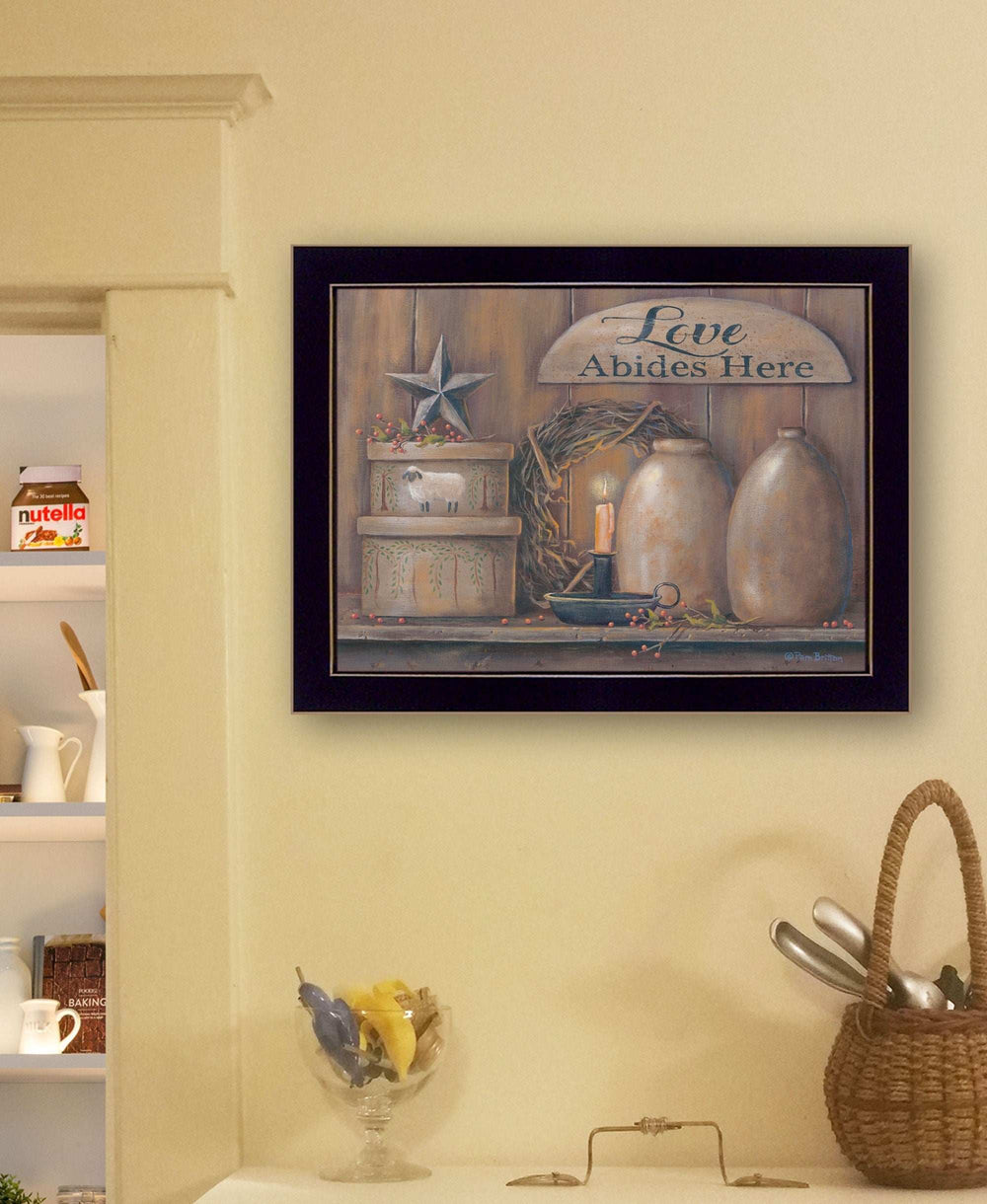 Love Abides Here Shelf 1 Black Framed Print Wall Art - Homeroots - Flyclothing LLC